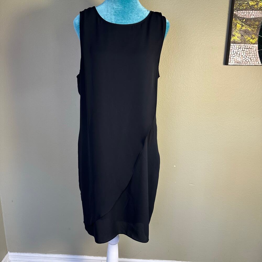 Kenneth Cole Women L Black Layered Shift dress Formal Cocktail